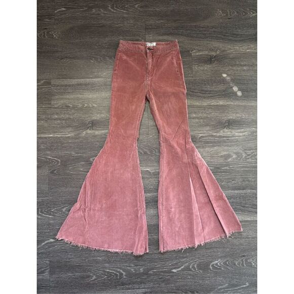 Free People Just Float Corduroy Flare Jeans / Pants In Rose Size 25 - Picture 5 of 8